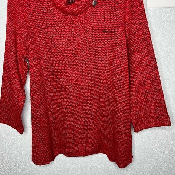 New! MULTIPLES Three Quarters Sleeve Cowl Collar Sharkbite Hem Red Sweater Sz XL - Picture 5 of 14